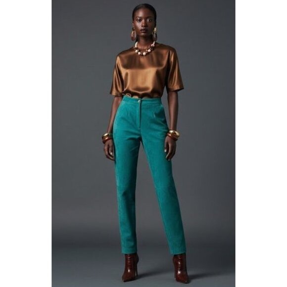 Bushwacker Vintage Teal Genuine Leather Suede High Rise Pants Women's Size 8 - Picture 11 of 16